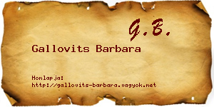 Gallovits Barbara névjegykártya